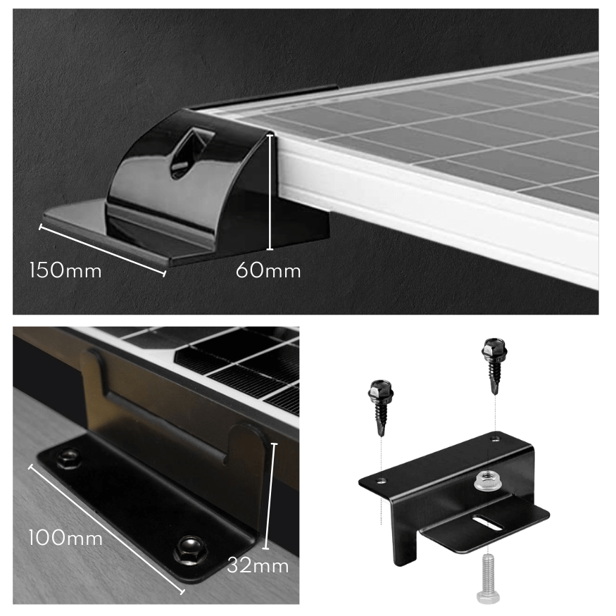 voltanic pictures of the mounting options included in the solar panel kit