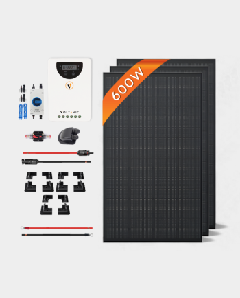 Max-Power 600W 12V/24V MPPT All-Black Solar Panel Kit - 300Ah 12V – 3.84kWh, ABS No-Drill