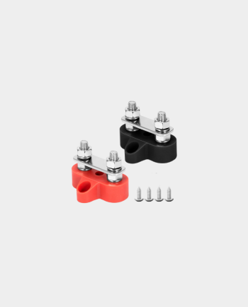 2 Way Busbar Red and Black Pair M6-M8 Stud 120A DC